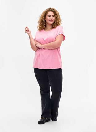 Meleret t-shirt med korte ærmer, Strawberry Pink Mel., Model image number 2