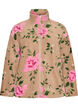 Blomstret fleecejakke med h&oslash;j hals og lynl&aring;s, Beige, Packshot image number 0