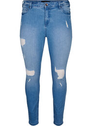 Amy jeans med super slim fit og sliddetaljer, Blue denim, Packshot