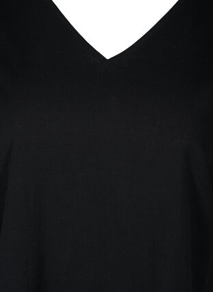 Bomulds kjole med 3/4 ærmer og knapper, Black, Packshot image number 2