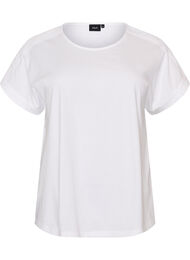 T-shirt i bomuld med crochetdetalje, Hvid