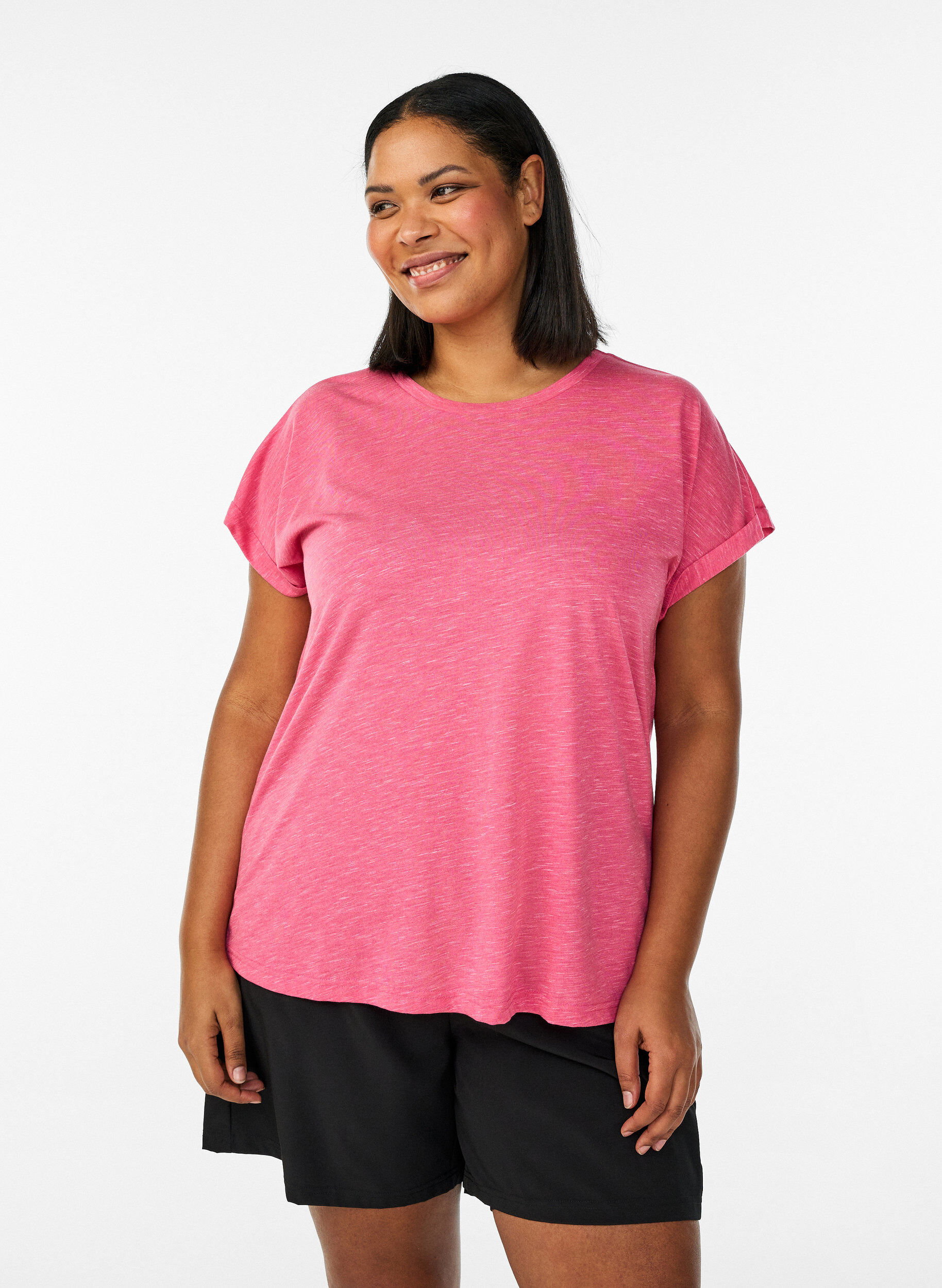 L&oslash;s tr&aelig;nings t-shirt med korte &aelig;rmer, Lyser&oslash;d, Model