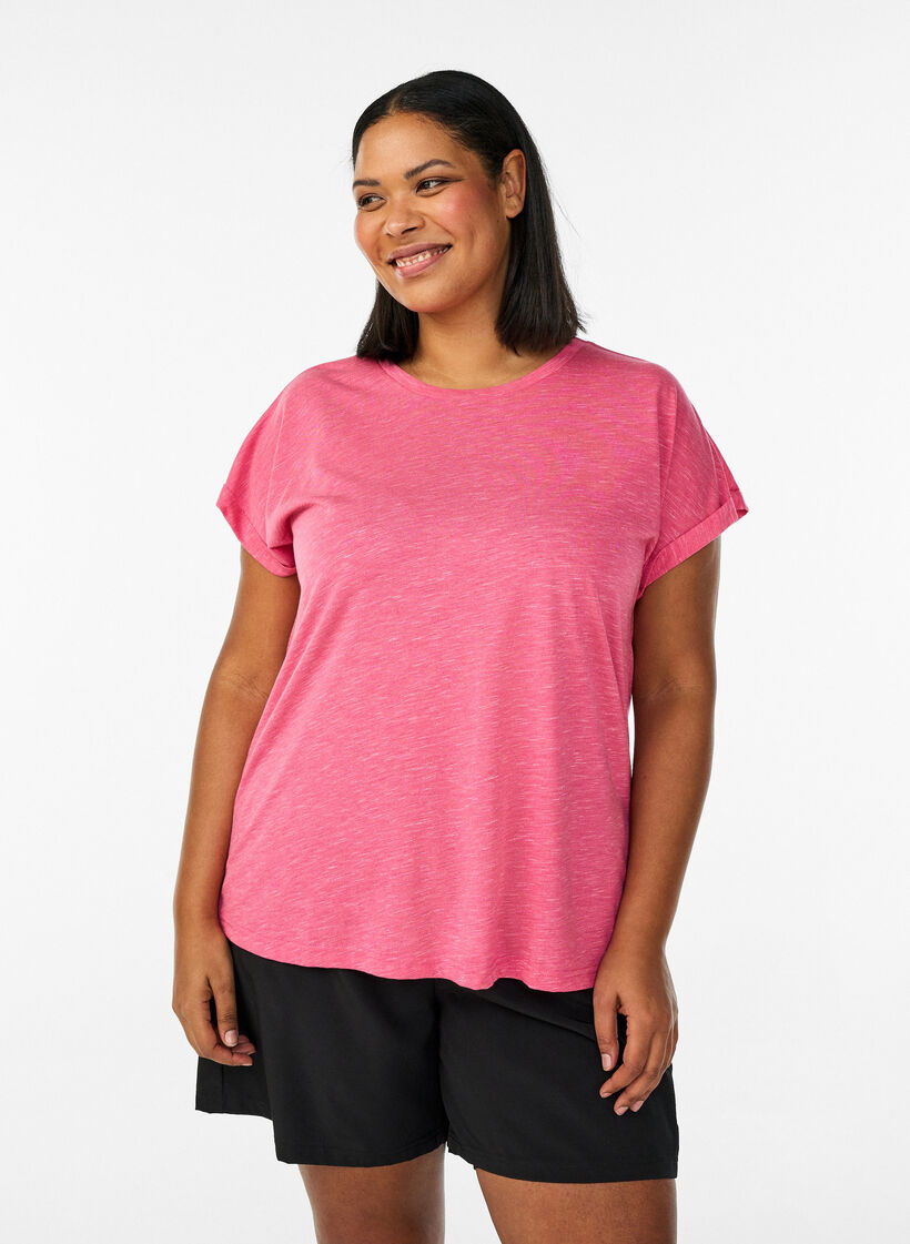 L&oslash;s tr&aelig;nings t-shirt med korte &aelig;rmer, Lyser&oslash;d, Model image number 0