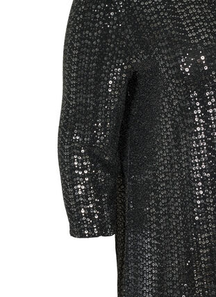 Bluse med 3/4 ærmer og pailletter, Black w Silver, Packshot image number 2