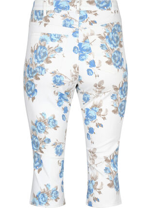 Amy capri jeans med blomsterprint og høj talje, White B.AOP, Packshot image number 1