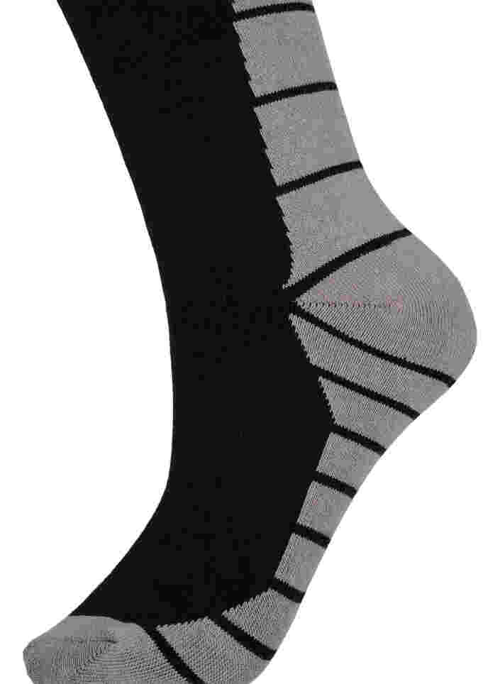 Skistrømper i bomuld, Black/Medium Grey, Packshot image number 1