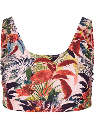 Printet bikini top med rund halsudskæring, Palm Print, Packshot image number 0