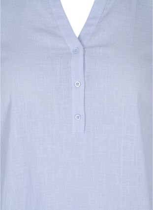 Skjortebluse i bomuld med v-udskæring, Icelandic Blue, Packshot image number 2