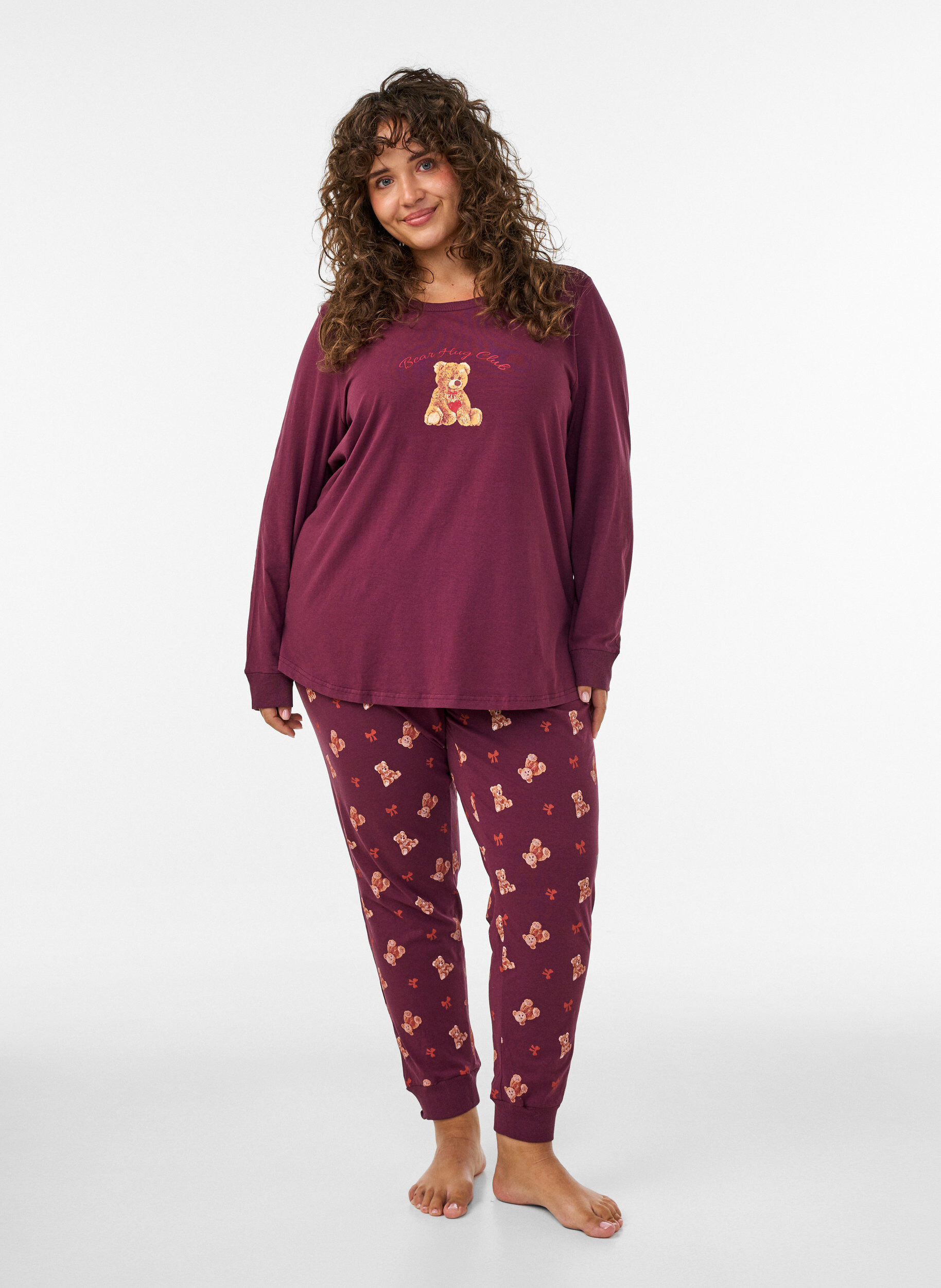 ZizziNatbluse med print, R&oslash;d, Model image number 1