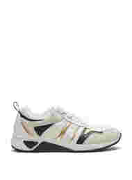 Wide fit sneakers, White/Gold, Packshot