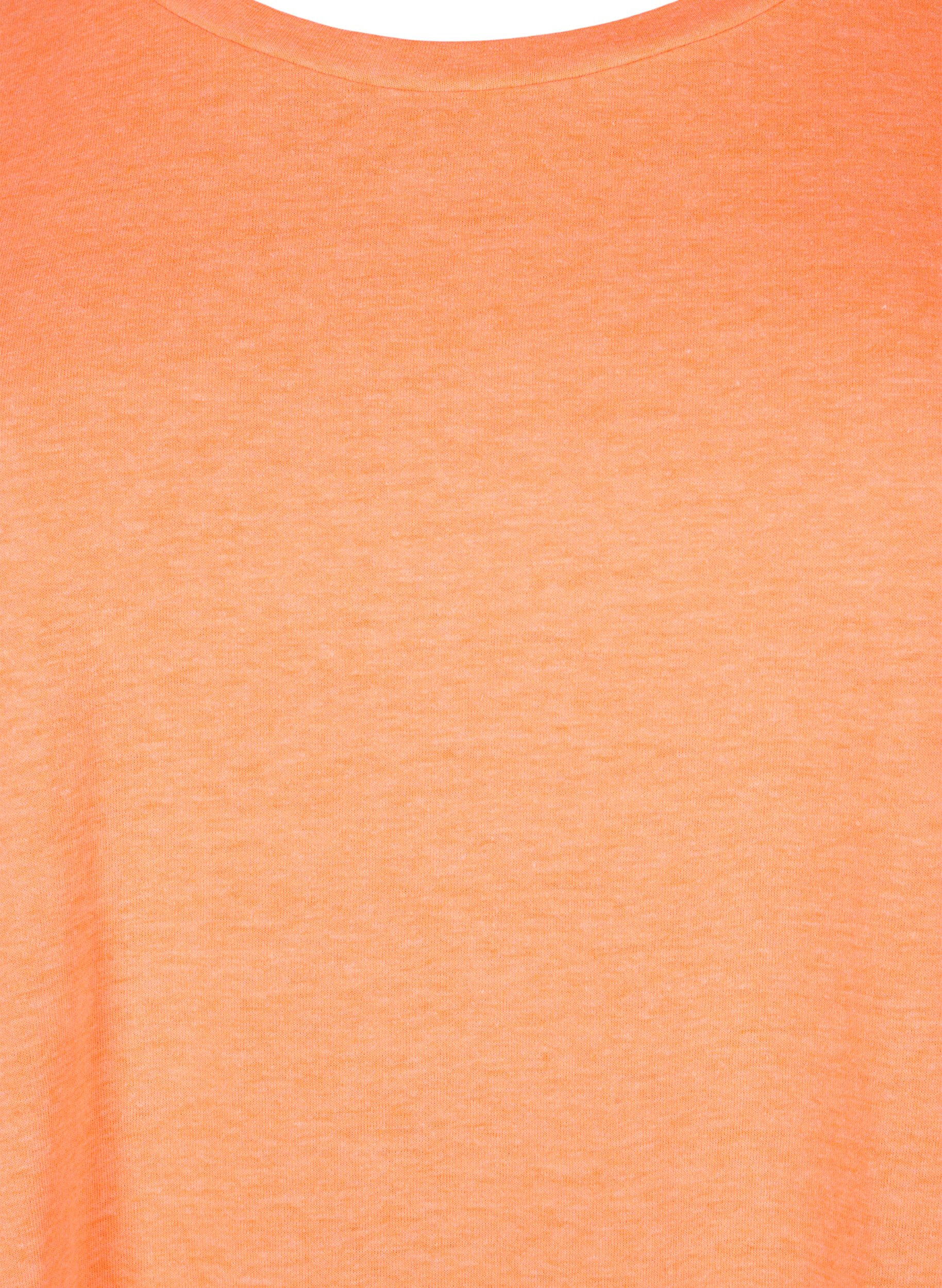 Zizzi Neonfarvet t-shirt i bomuld, Orange, Packshot image number 2
