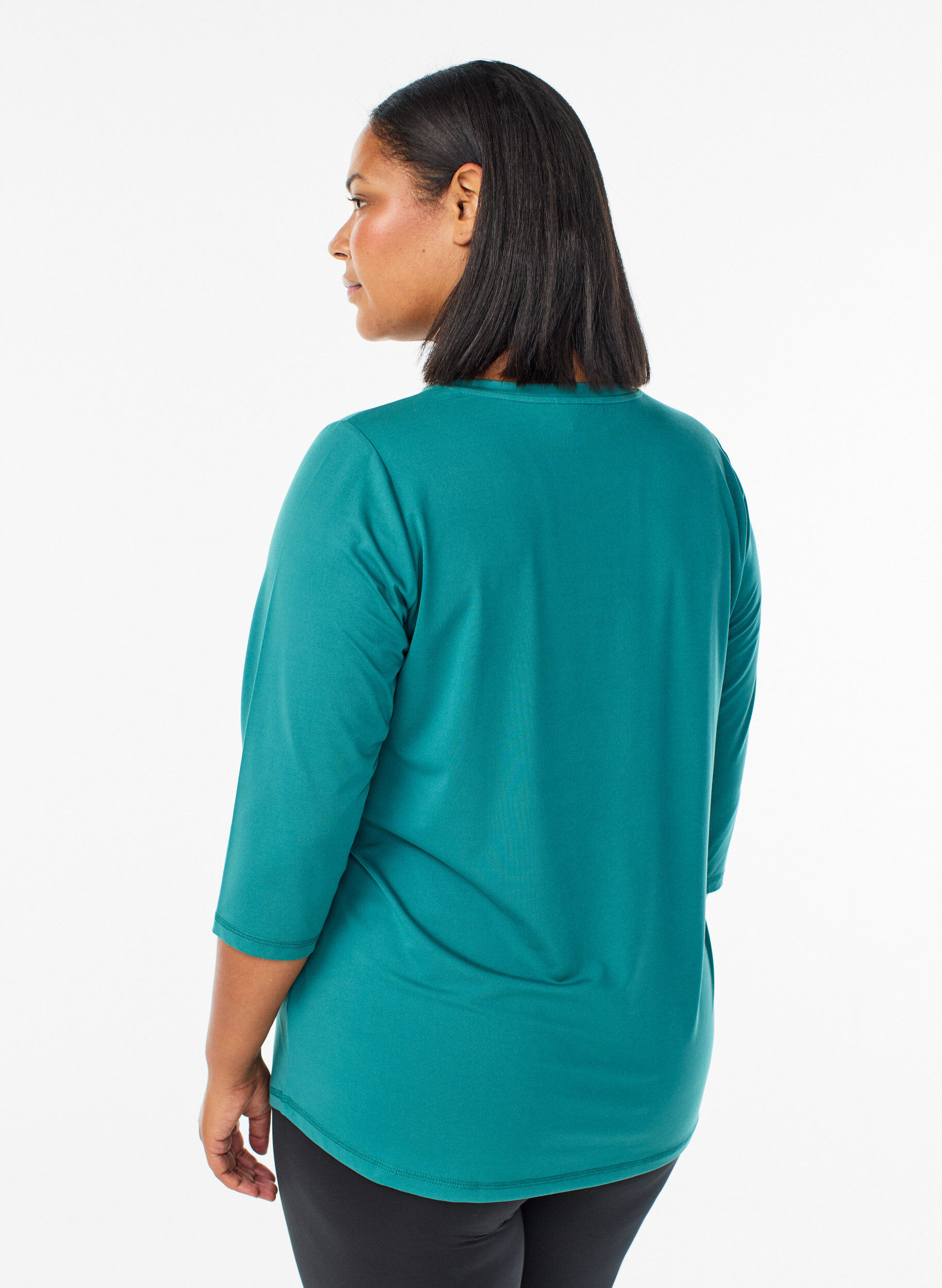 ZizziTr&aelig;ningsbluse med 3/4 &aelig;rmer, Gr&oslash;n, Model image number 2