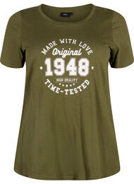 Bomulds t-shirt med front tryk, Ivy Green MADE WITH