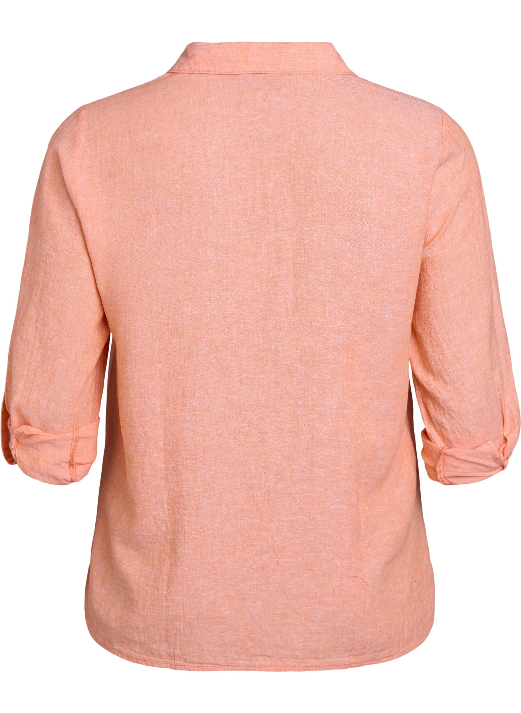 ZizziSkjorte i h&oslash;r og viskose med 3/4-&aelig;rmer, Orange, Packshot image number 1
