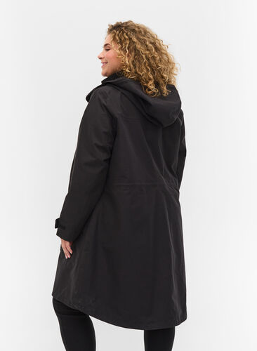 Vandtæt jakke med aftagelig hætte, Black, Model image number 1