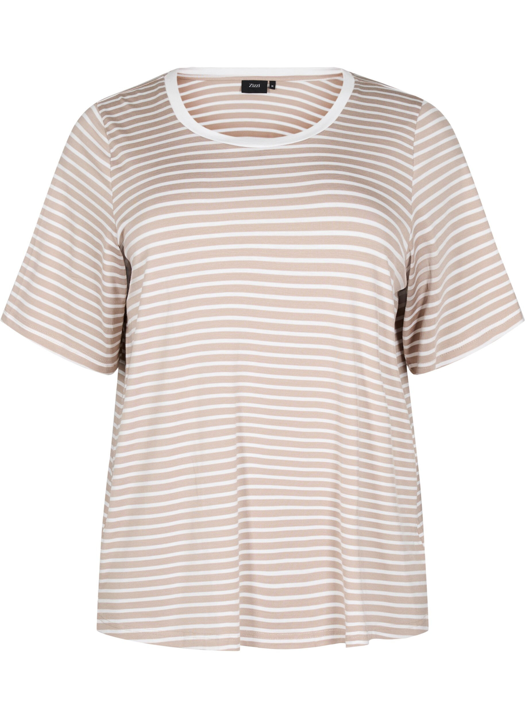 Zizzi T-shirt med TENCEL&trade; Lyocell og striber, Beige, Packshot image number 0