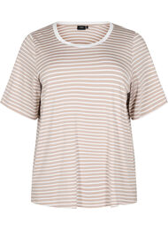 T-shirt med TENCEL™ Lyocell og striber, Beige