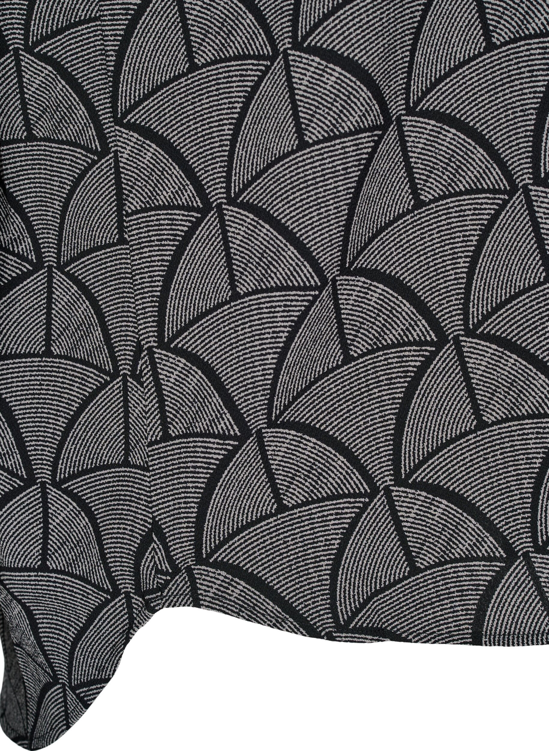 Zizzi Kort&aelig;rmet bluse med print, Black Grey Graphic , Packshot image number 3