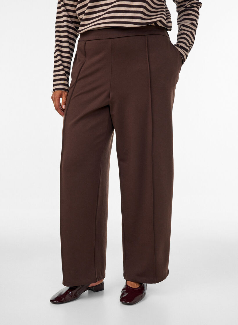 L&oslash;se jerseybukser med h&oslash;j talje, Brun, Model image number 2