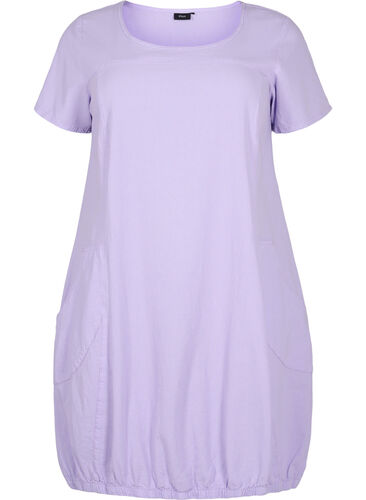 Kortærmet kjole i bomuld, Lavender, Packshot image number 0