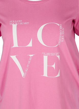 Bomulds t-shirt med print, Cyclamen LOVE, Packshot image number 2