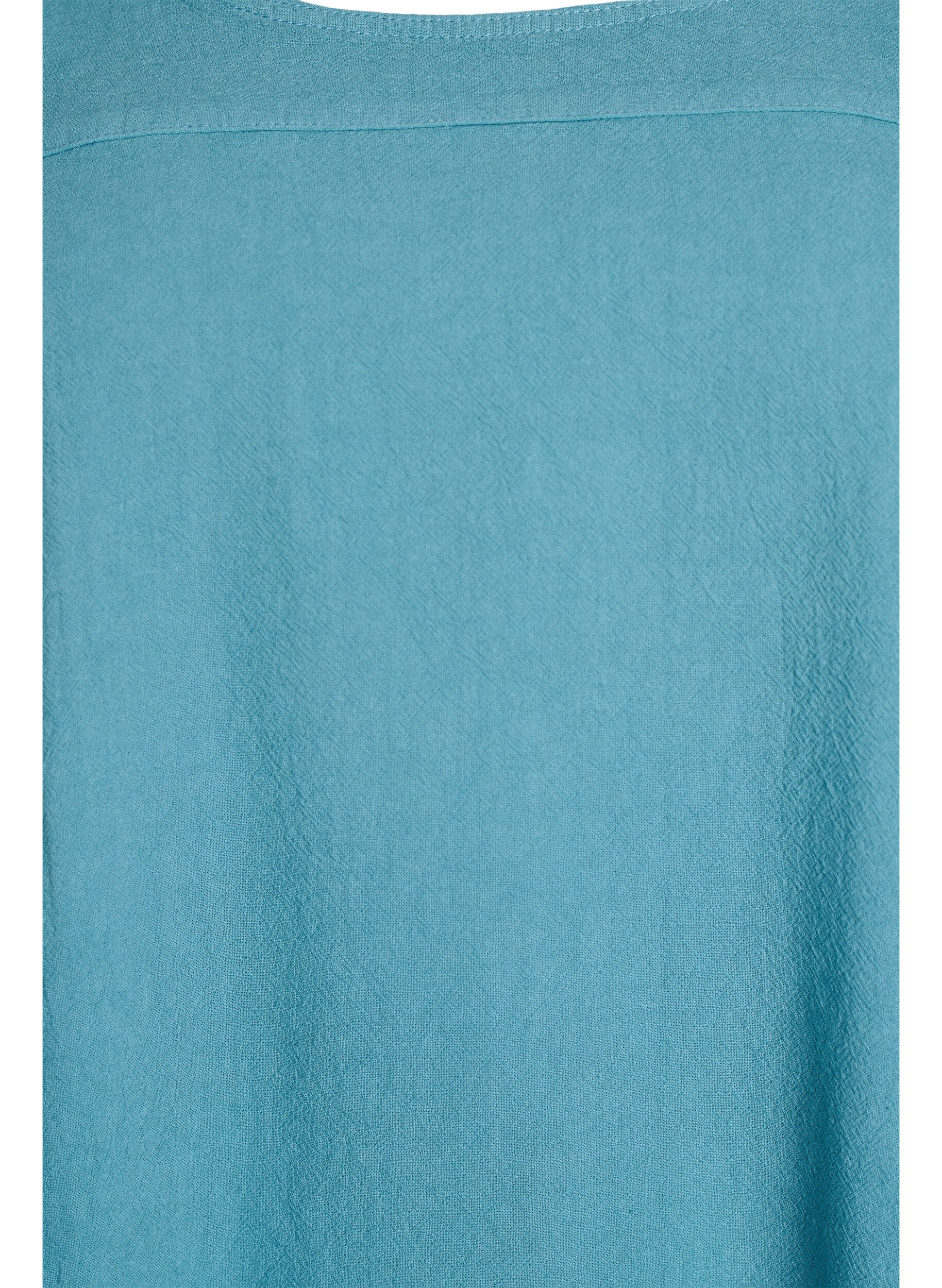 Zizzi Kort&aelig;rmet kjole i bomuld, Bl&aring;, Packshot image number 2