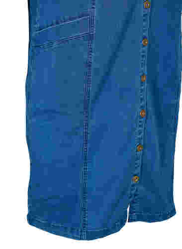 Denim skjortekjole med 3/4 ærmer, Blue denim, Packshot image number 3