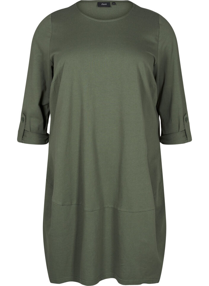 Ballonkjole med lommer, Grøn, Packshot image number 0