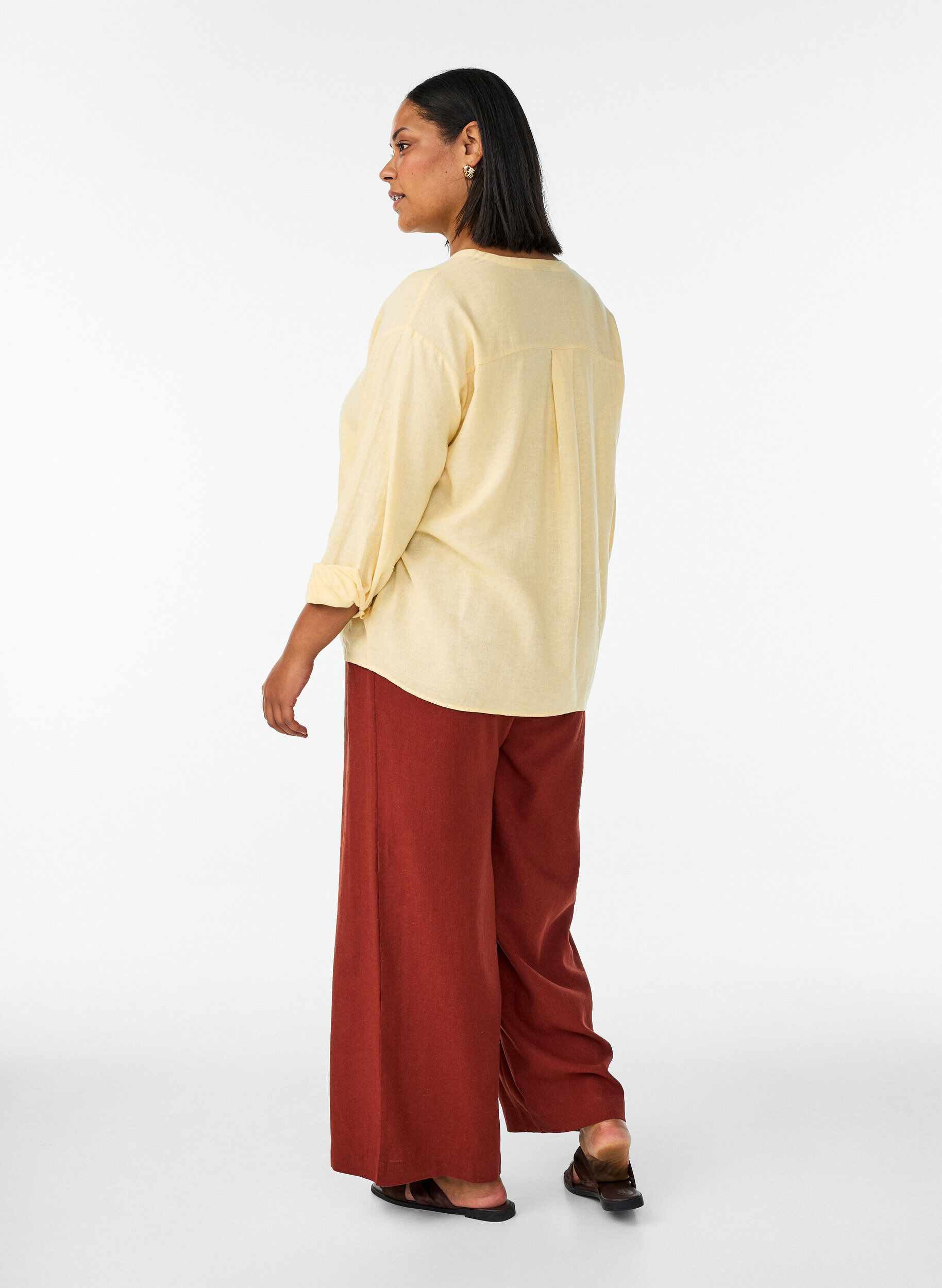 ZizziBukser i h&oslash;r og viskose med vide ben, R&oslash;d, Model image number 1