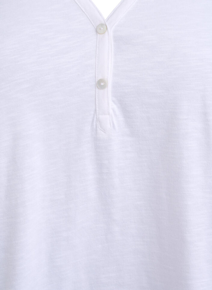 T-shirt med knapdetalje, Hvid, Packshot image number 2