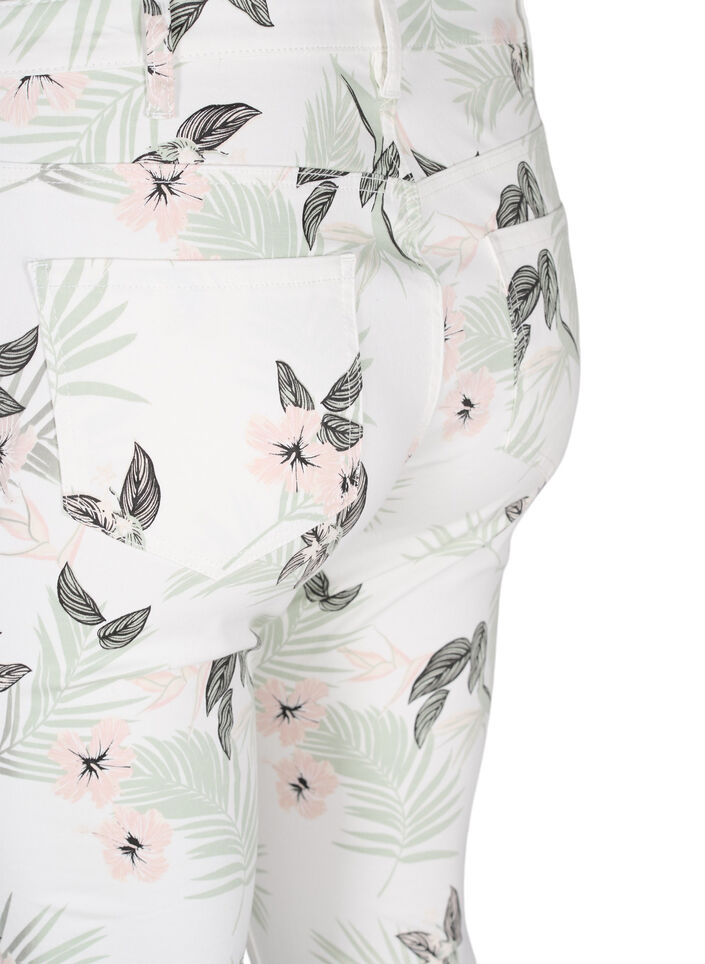Højtaljede Amy jeans med blomsterprint, White Flower AOP L78, Packshot image number 3