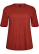 Ribbet jerseybluse med korte &aelig;rmer, R&oslash;d, Packshot image number 0