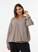 Bluse med ballonform og V-udsk&aelig;ring, Beige, Model image number 0