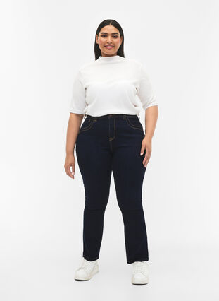 Slim fit Vilma jeans med høj talje, Dk blue rinse, Model image number 0