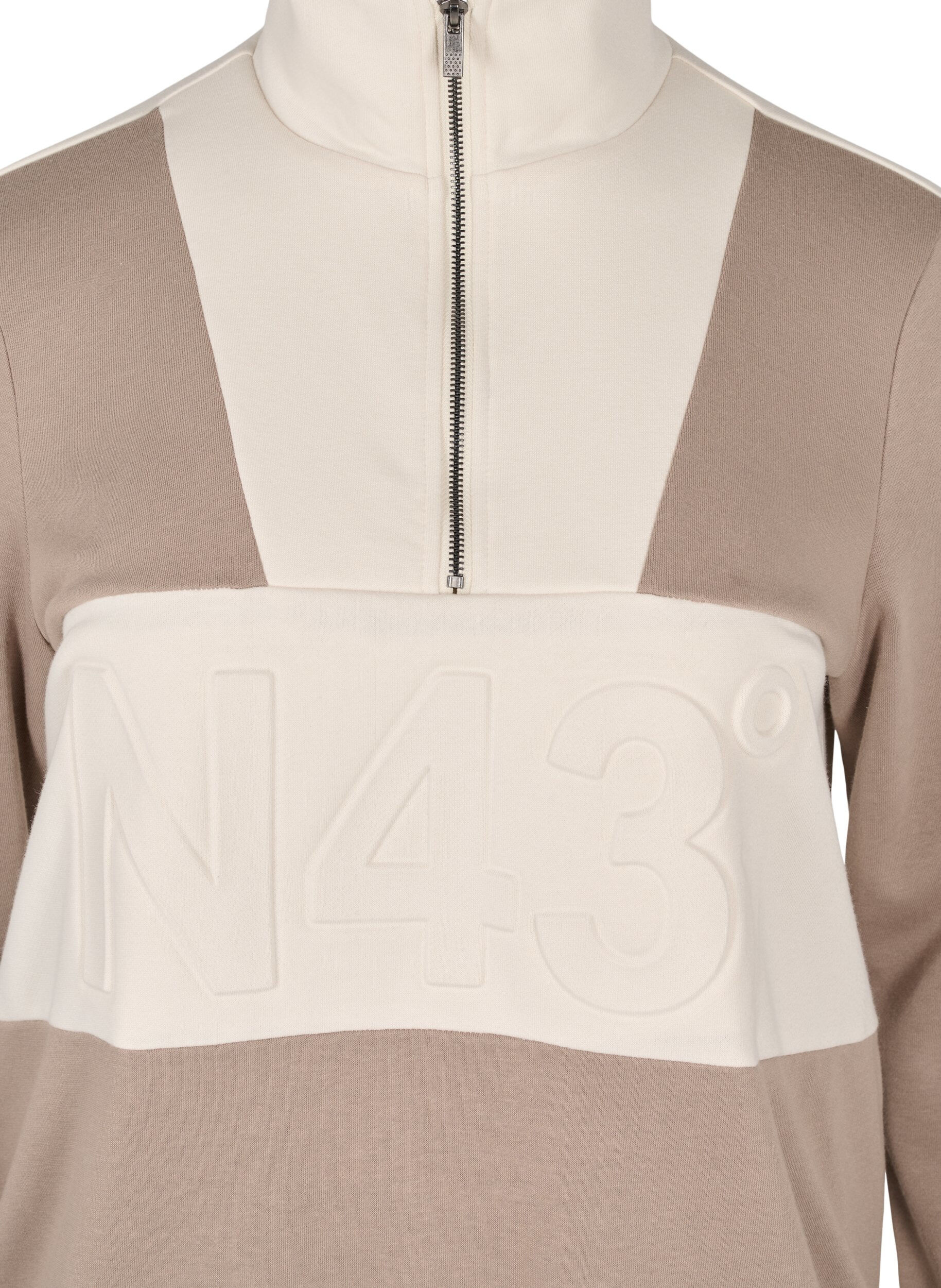 Zizzi Sweatshirt med colorblock, Timber Wolf/Birch, Packshot image number 2