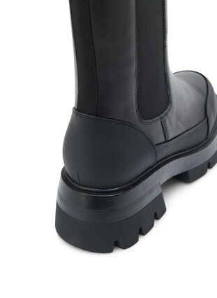 Wide fit læderstøvle med chunky sål, Black, Packshot image number 3