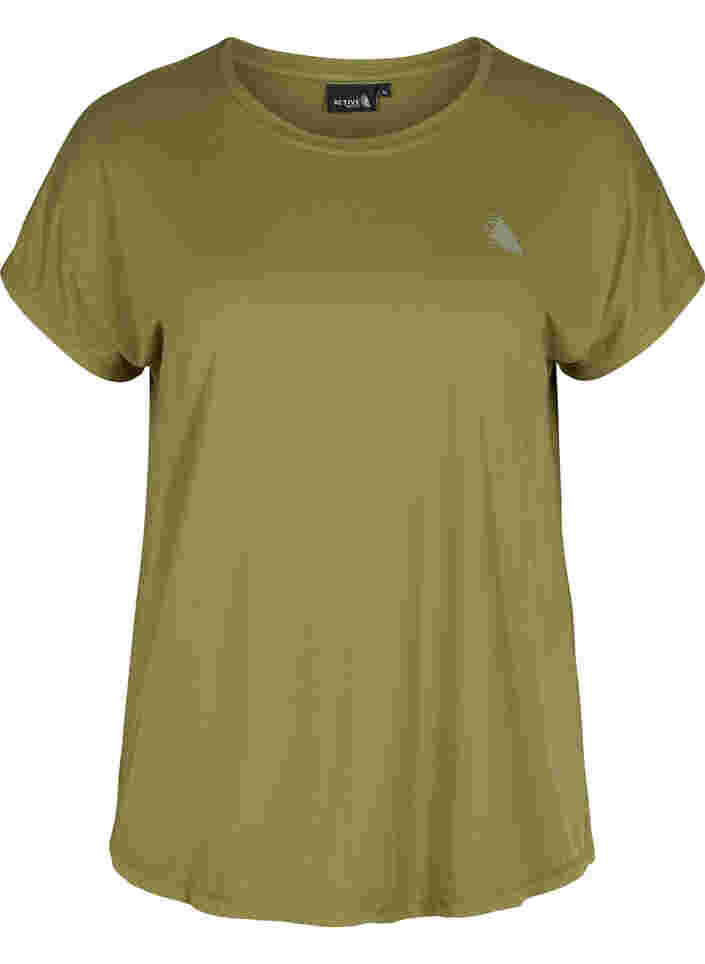 Ensfarvet trænings t-shirt, Olive Drab, Packshot image number 0