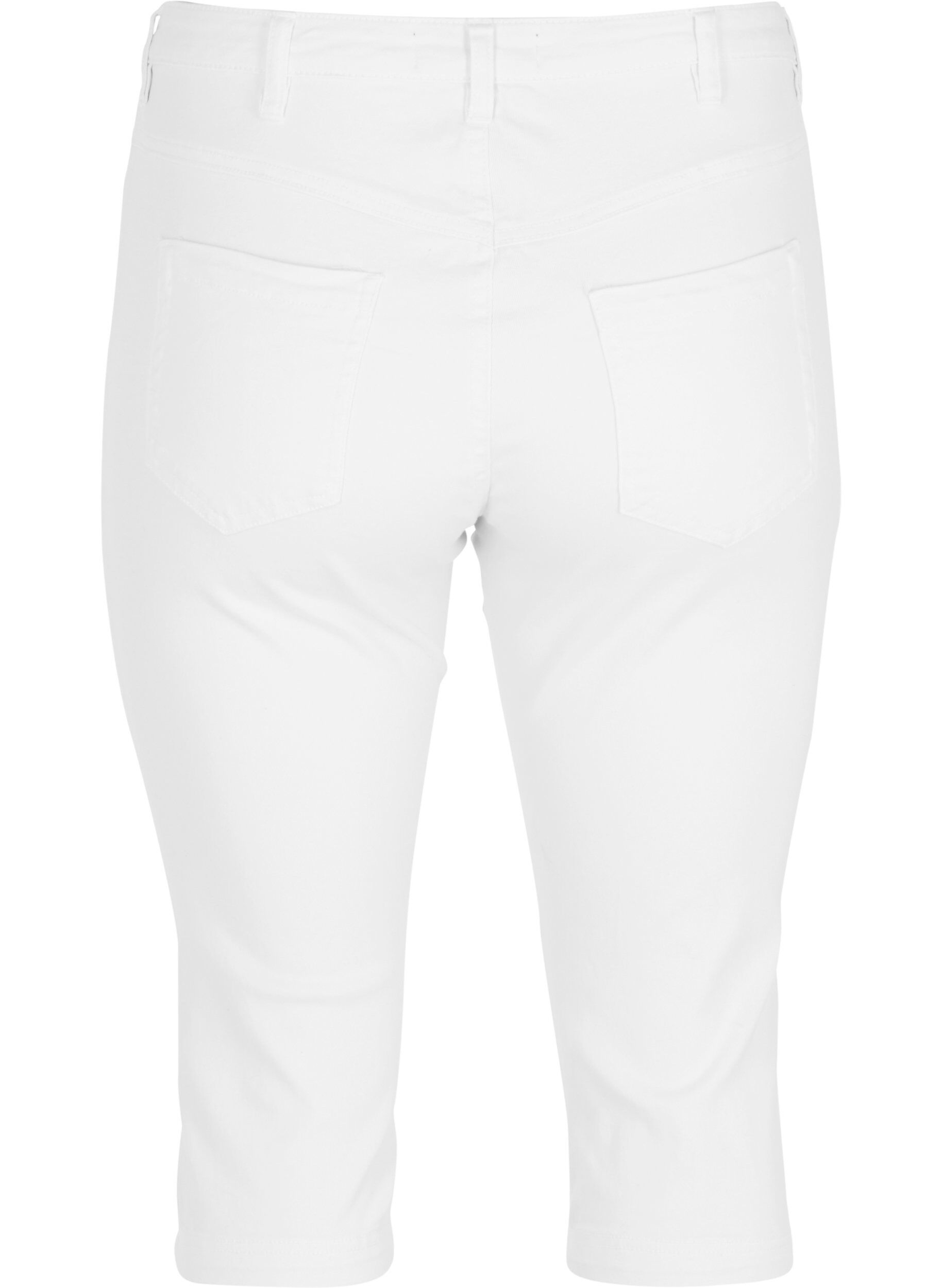 Zizzi H&oslash;jtaljede Amy capri jeans med super slim fit, Hvid, Packshot image number 1