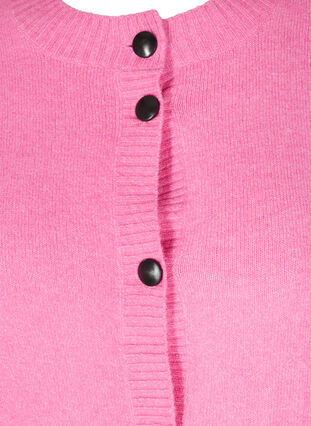 Kort strik cardigan med kontrastfarvede knapper, Wild Orchid Mel., Packshot image number 2