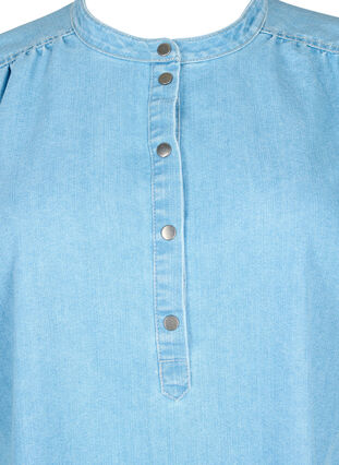 A-shape denimkjole med korte ærmer, Light blue denim, Packshot image number 2