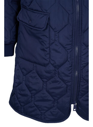 Quiltet jakke med hætte og store lommer, Navy Blazer, Packshot image number 3