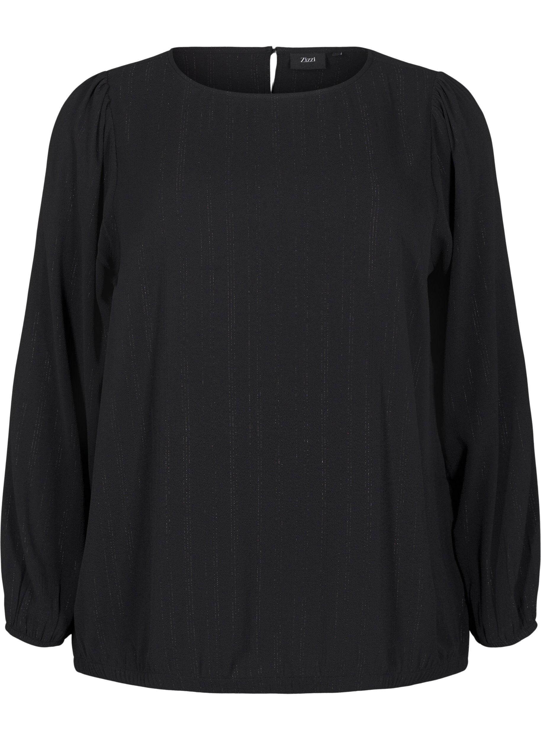 ZizziBluse med s&oslash;lv glimmer, Sort, Packshot image number 0