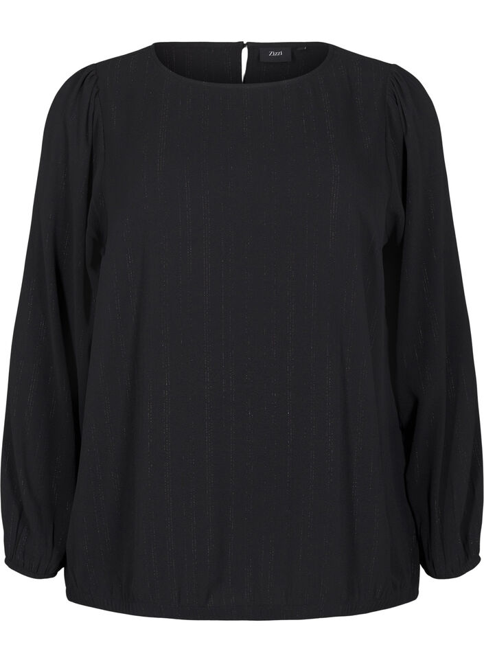 Bluse med s&oslash;lv glimmer, Sort, Packshot image number 0
