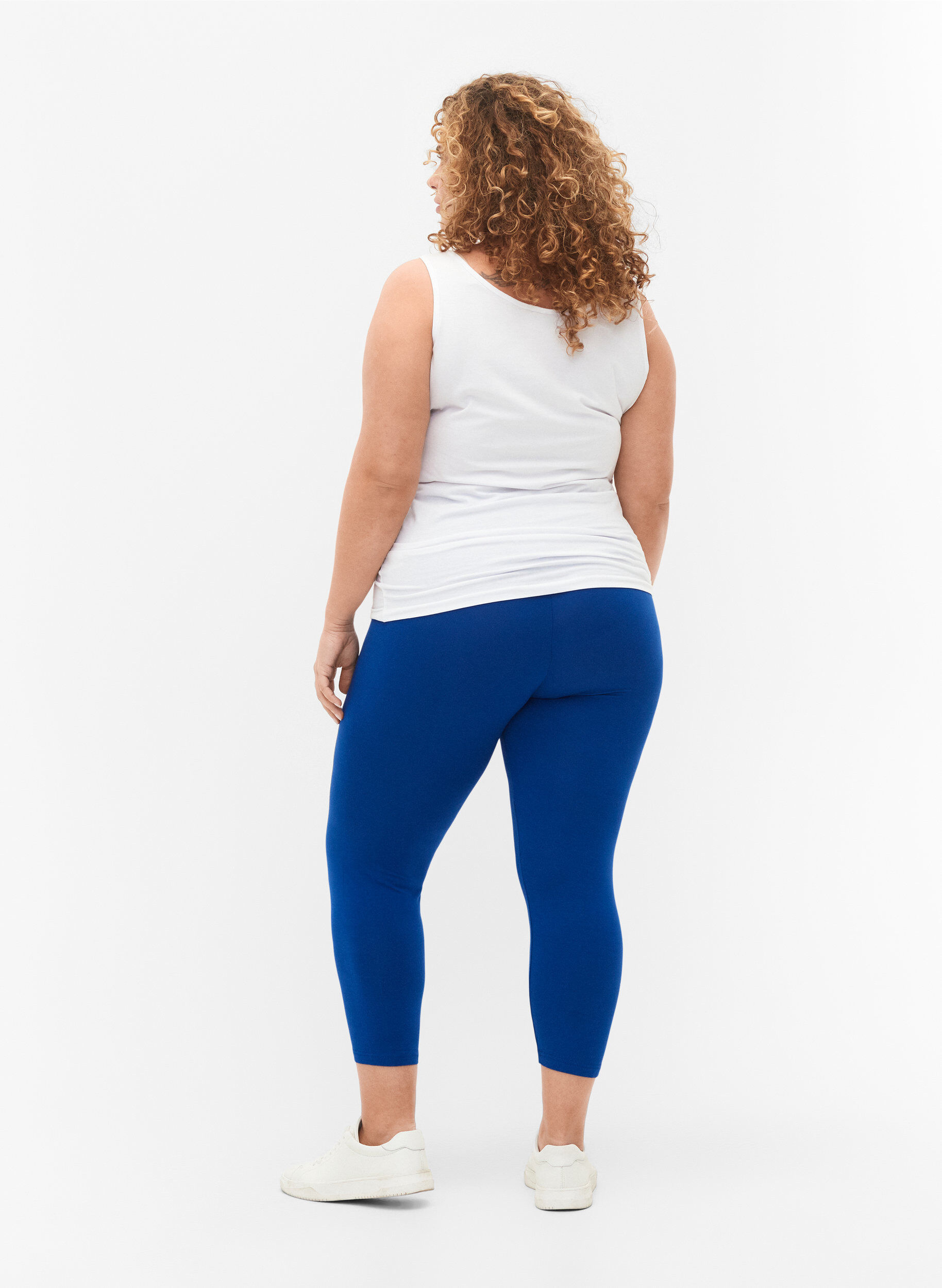 ZizziBasis 3/4 leggings i viskose, Bl&aring;, Model image number 2