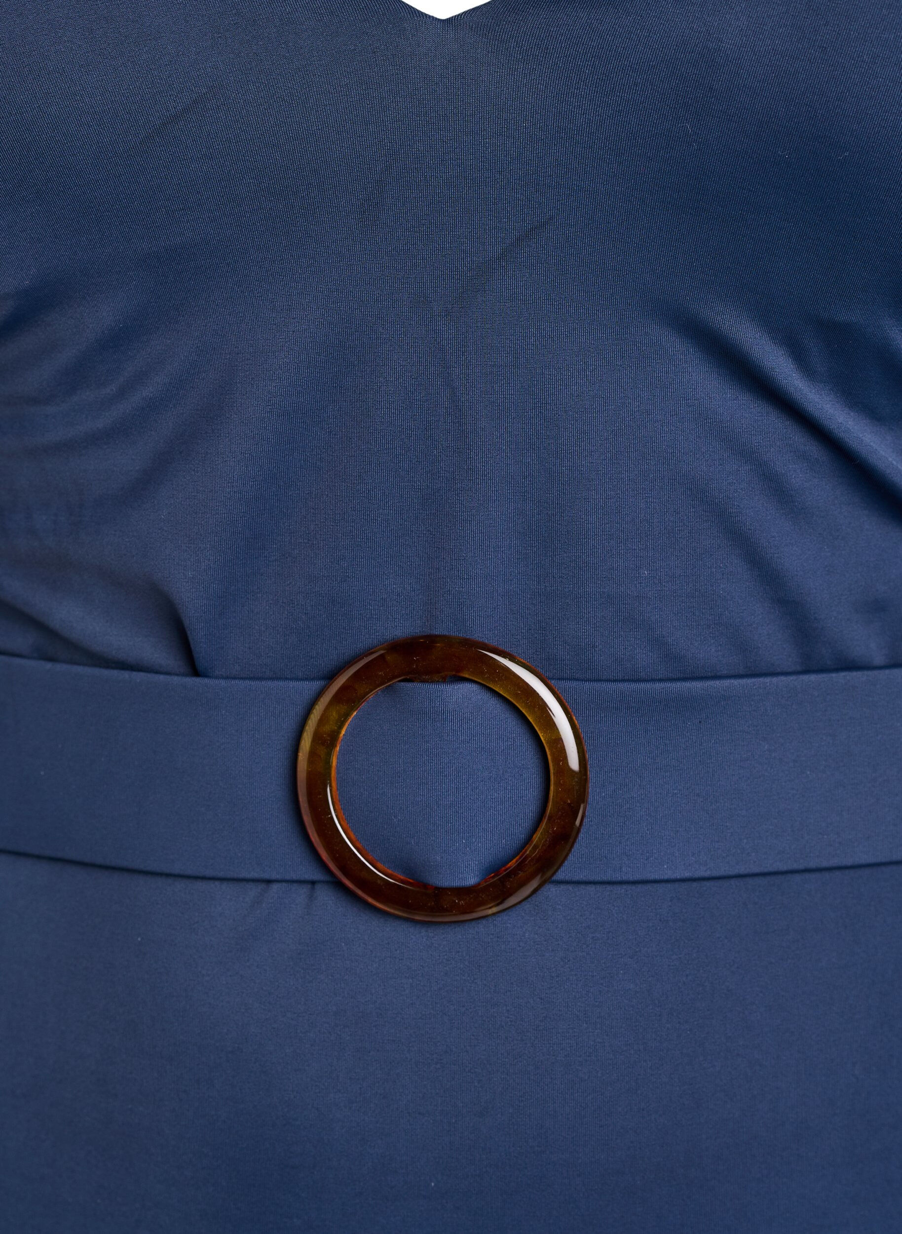 Zizzi Badedragt med V-udsk&aelig;ring og b&aelig;lte, Bl&aring;, Packshot image number 2