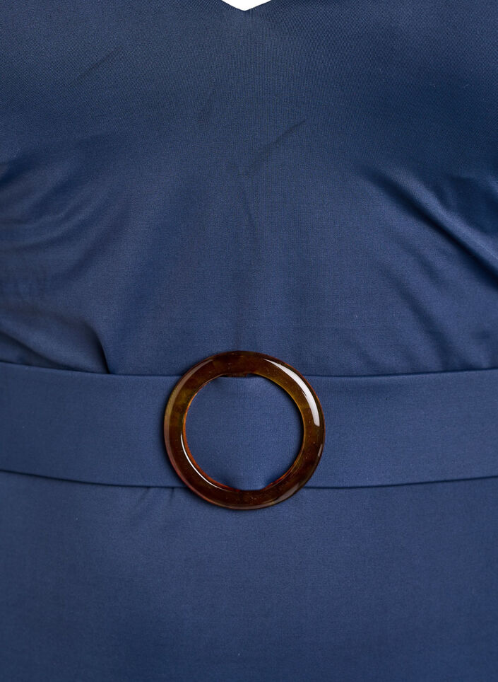 Badedragt med V-udsk&aelig;ring og b&aelig;lte, Bl&aring;, Packshot image number 2