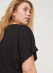 Bluse med korte &aelig;rmer og rund halsudsk&aelig;ring, Sort, Model image number 3