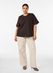 Boxy T-shirt i bomuld, Brun, Model image number 1