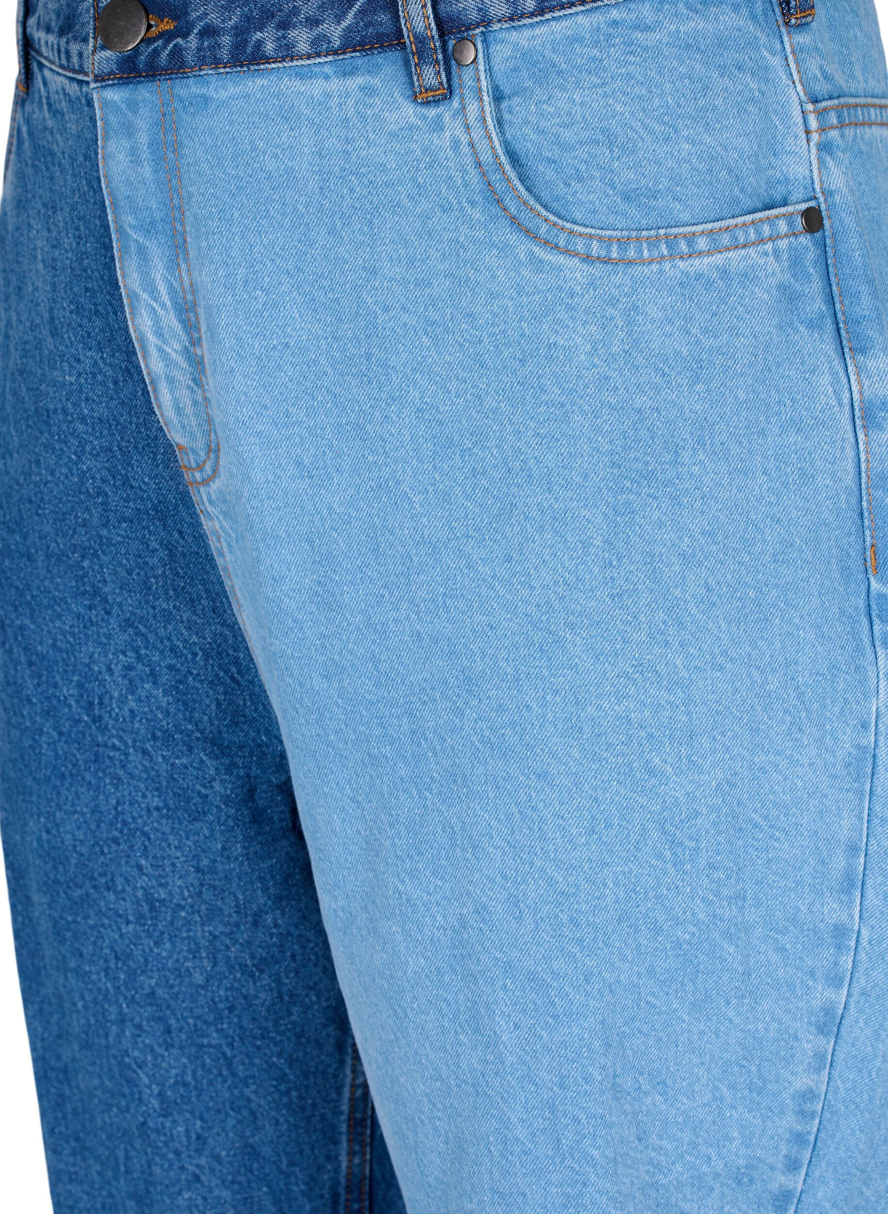 Zizzi Tofarvede Mille mom fit jeans, Lt. B. Comb, Packshot image number 2