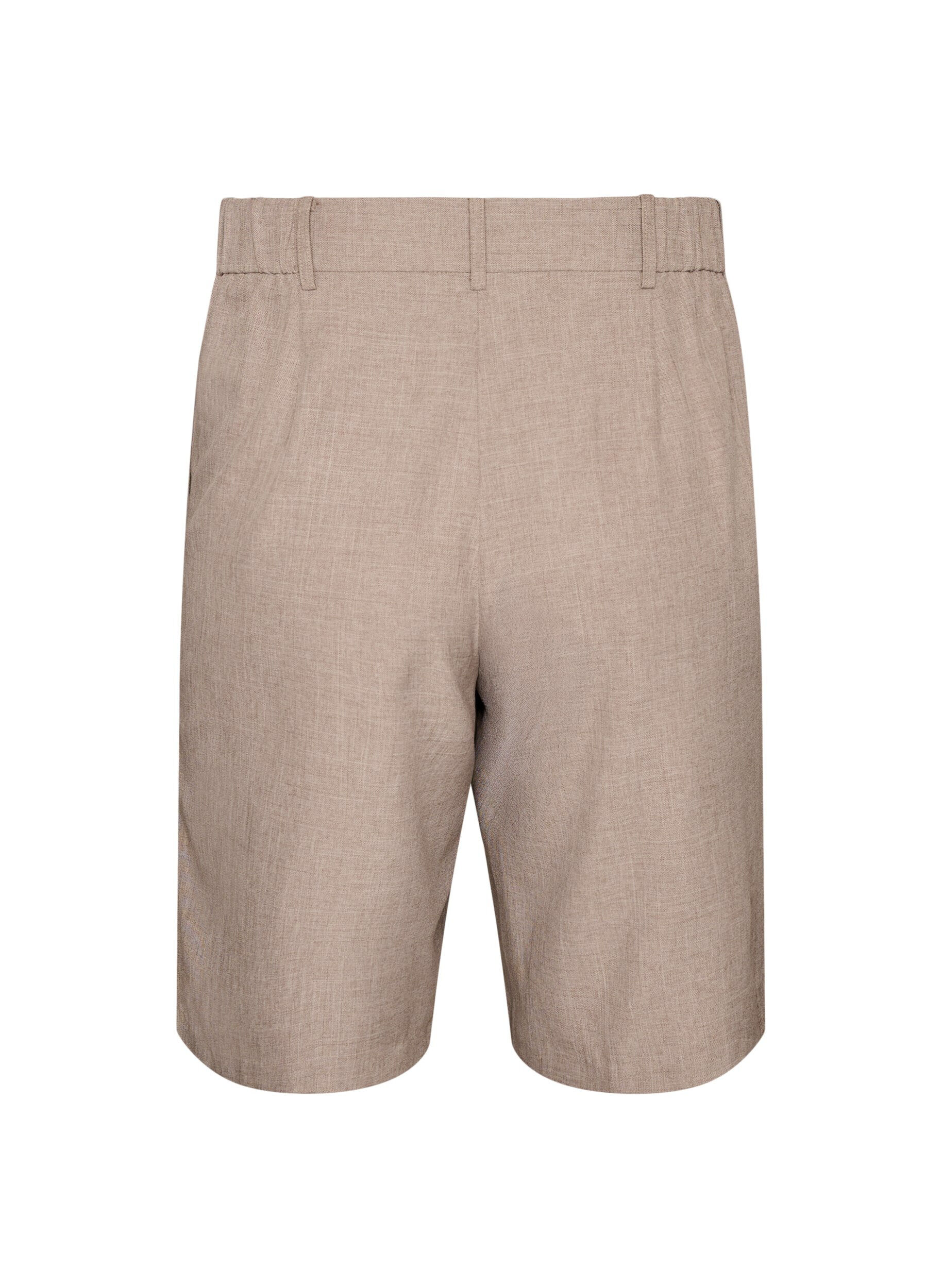 Zizzi L&oslash;se bermudashorts med h&oslash;j talje, Brun, Packshot image number 1